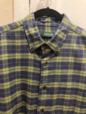 Orvis Green and Blue Plaid Button-Down Shirt